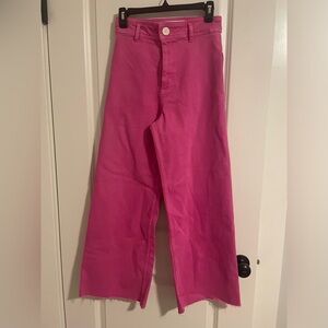 Zara hot pink straight leg pants